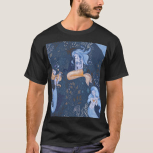 Meerjungfrau Unterwassersee Nahtlose Illustration T-Shirt