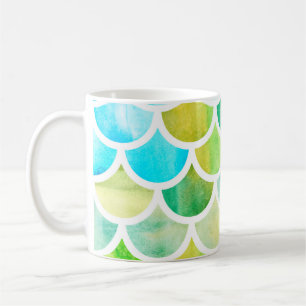 Meerjungfrau-Waage. Aquarellfischwaage Helle Summe Kaffeetasse