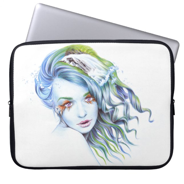 Meerjungfrau Wasserfrau Surreal Fantasy Portrait Laptopschutzhülle (Vorderseite)