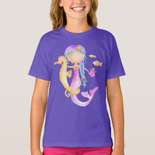 Meerjungfrau Watercolor-Kunst-T - Shirt