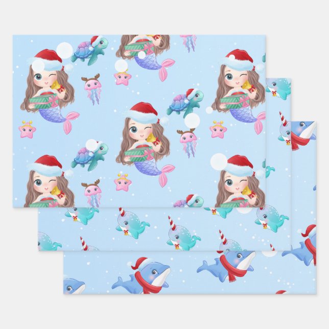 Meerjungfrau Weihnachten Geschenkpapier Set (Set)