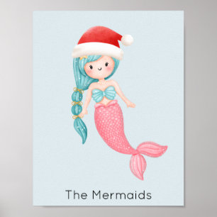 Meerjungfrau Weihnachtsmann Weihnachten Poster