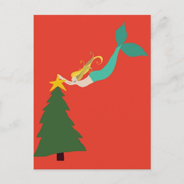 Meerjungfrau-Weihnachtspostkarte Feiertagspostkarte (Vorderseite)