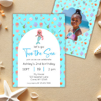 Meerjungfrau zwei - das Foto des Geburtstags Einladung