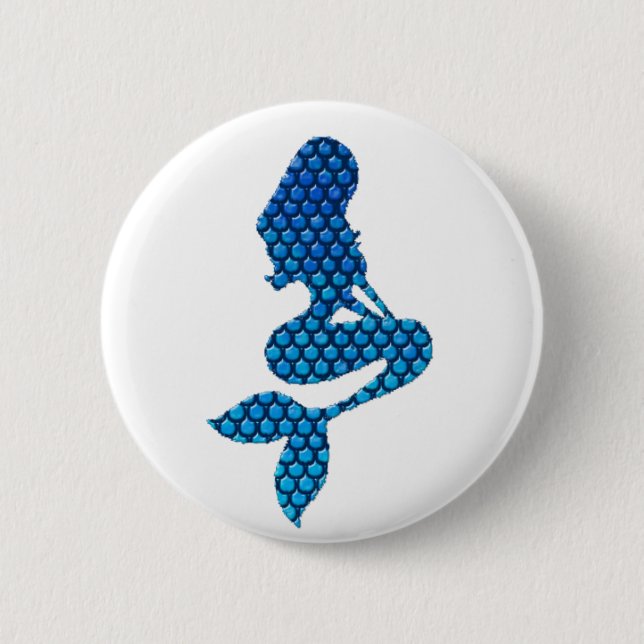 Meerjungfraublau u. Türkisskala-Silhouetteknopf Button (Vorderseite)