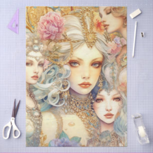Meerjungfrauen Abstrakte Kunst Collage Decoupage Seidenpapier