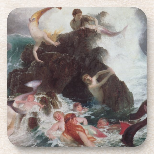 Meerjungfrauen an Spiel, 1886 (Öl auf Leinwand) Untersetzer (Vorderseite)
