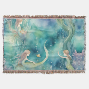 Meerjungfrauen Aquarell-Kunst Decke