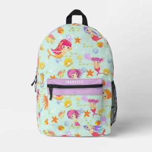 Meerjungfrauen Blau  Bedruckter Rucksack