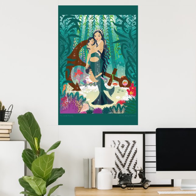 Meerjungfrauen-Familie Poster (Heimbüro)