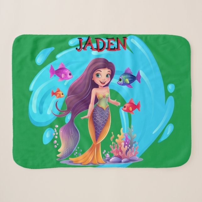 Meerjungfrauen, Fische, die im Wasser personalisie Sherpadecke (Vorderseite (Horizontal))