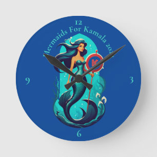Meerjungfrauen für Kamala 2024 Thunder_Cove Runde Wanduhr