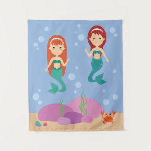 Meerjungfrauen in der Unterwasserlandschaft Wandteppich