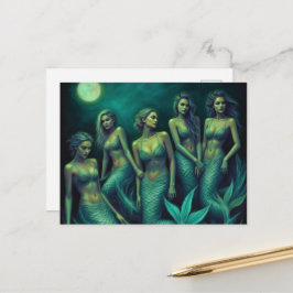 Meerjungfrauen in der Vollmondnacht Postkarte