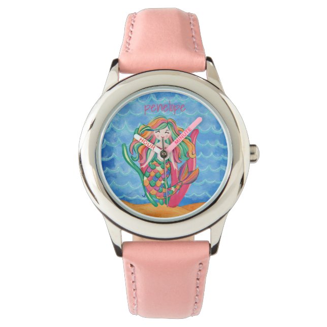 Meerjungfrauen Niedlich unter Meeresgewohnheiten Armbanduhr (Vorderseite)