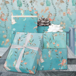 Meerjungfrauen-Party im karibischen Blauen Meer Geschenkpapier