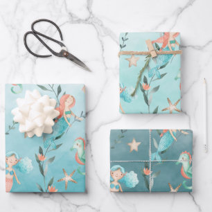 Meerjungfrauen-Party im karibischen Blauen Meer Geschenkpapier Set
