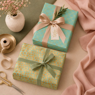 Meerjungfrauen-Schuppe, Giraffen-Druck und Federn Geschenkpapier Set