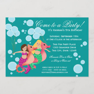 Meerjungfrauen und Balloons Swim Party Einladung