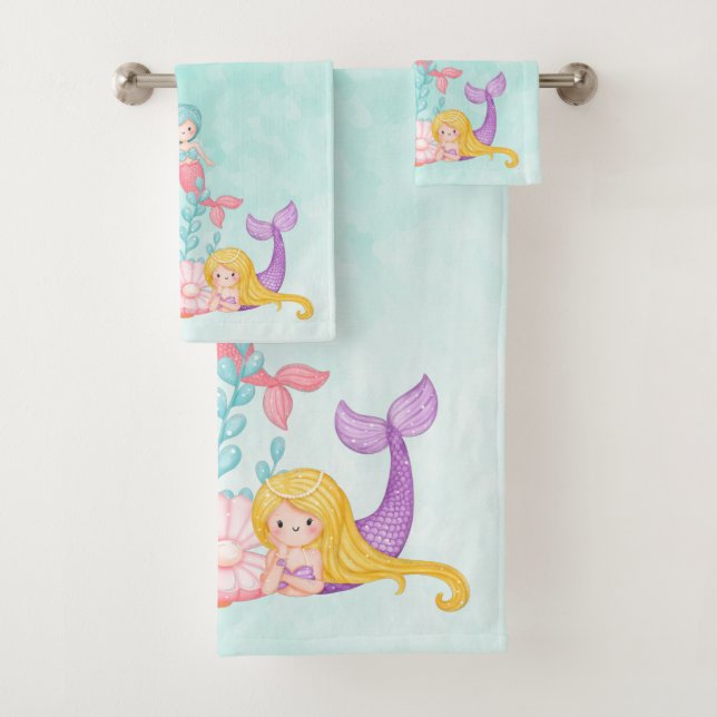 Meerjungfrauen und Quallen Unterwasserfarbe Badhandtuch Set (Insitu)