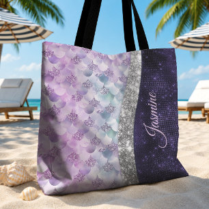 Meerjungfrauenhaut lila silberner falscher Glitter Tasche