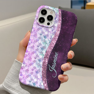 Meerjungfrauenhaut rosa silberner falscher Glitter iPhone Hülle
