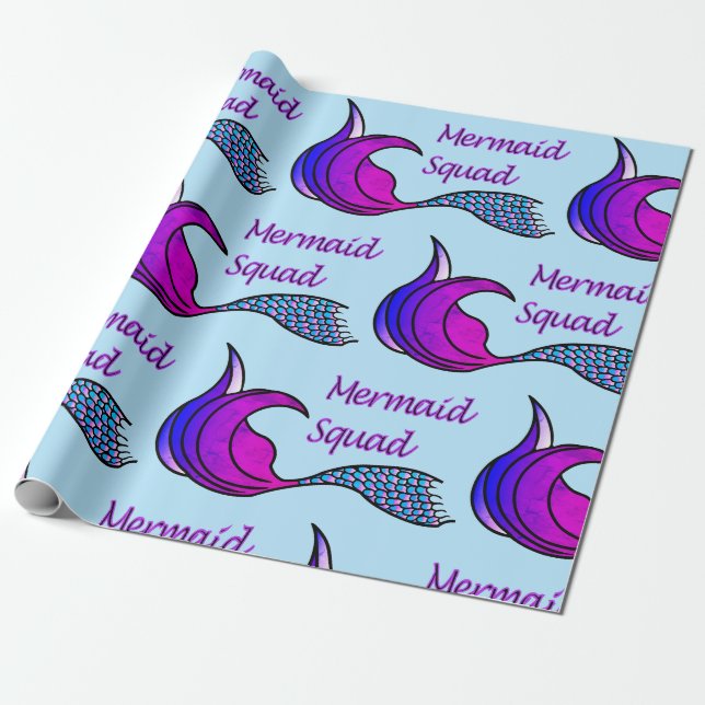 Meerjungfrauenkammer in Blau und Rosa Geschenkpapier (Ungerollt)