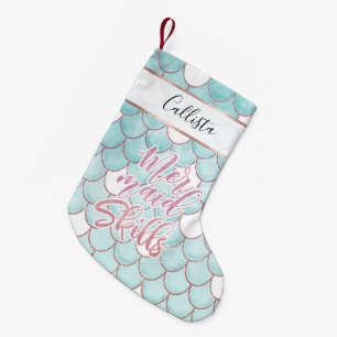 Meerjungfrauenkomplikationen Pink Blue Wasserfarbe Kleiner Weihnachtsstrumpf