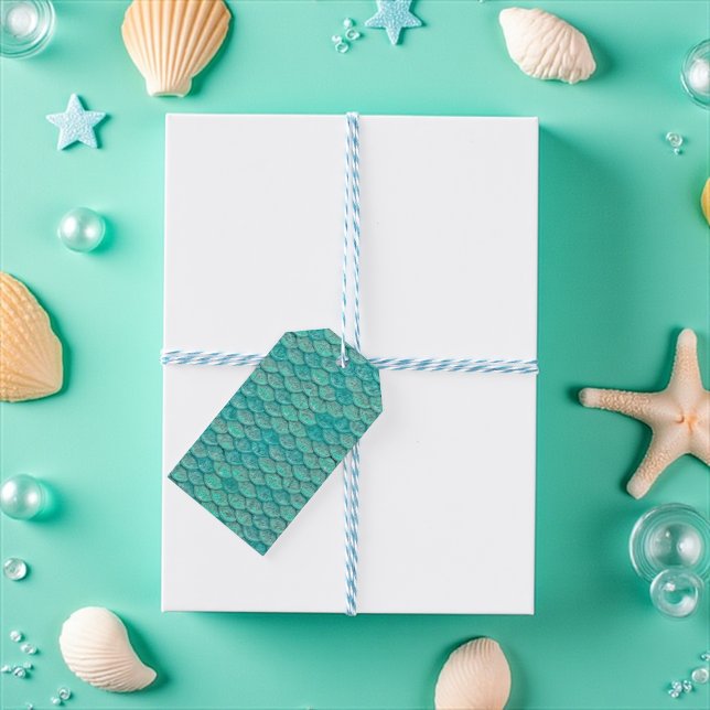 Meerjungfrauenskala Geschenkanhänger (Mermaid scales sea foam green gift tag)