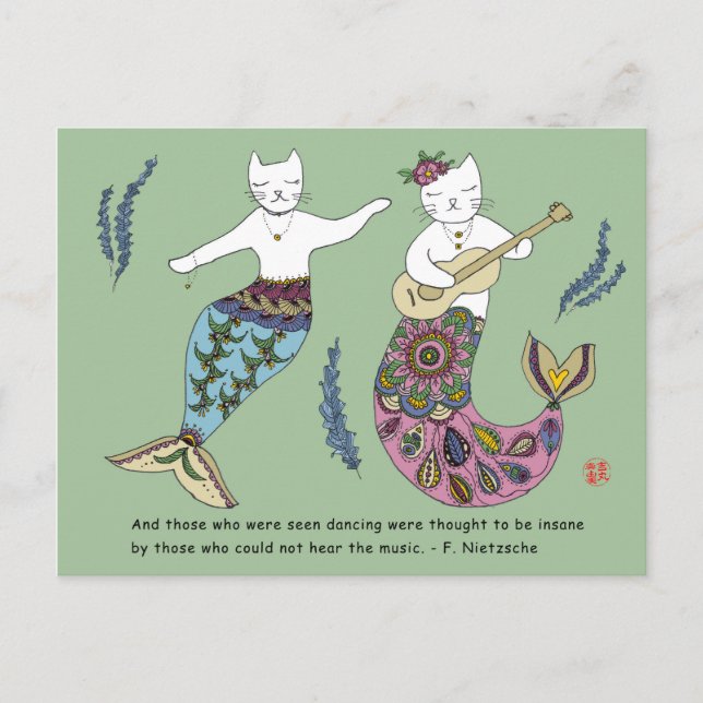 Meerjungkatze Postkarte (Vorderseite)