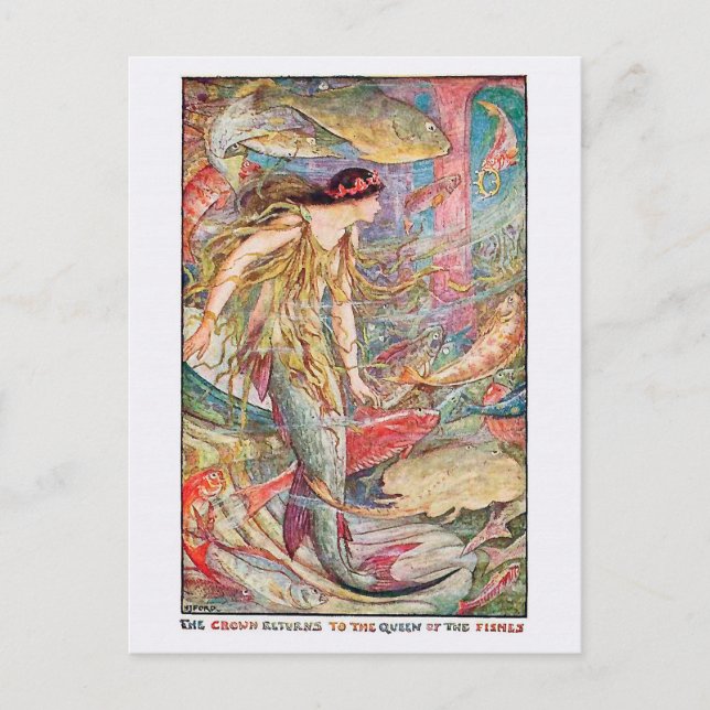 Meerjungkönigin der Fische Postkarte (Vorderseite)