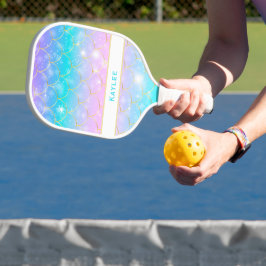 Meerjungmuster, Mädchen-Monogramm Pickleball Schläger