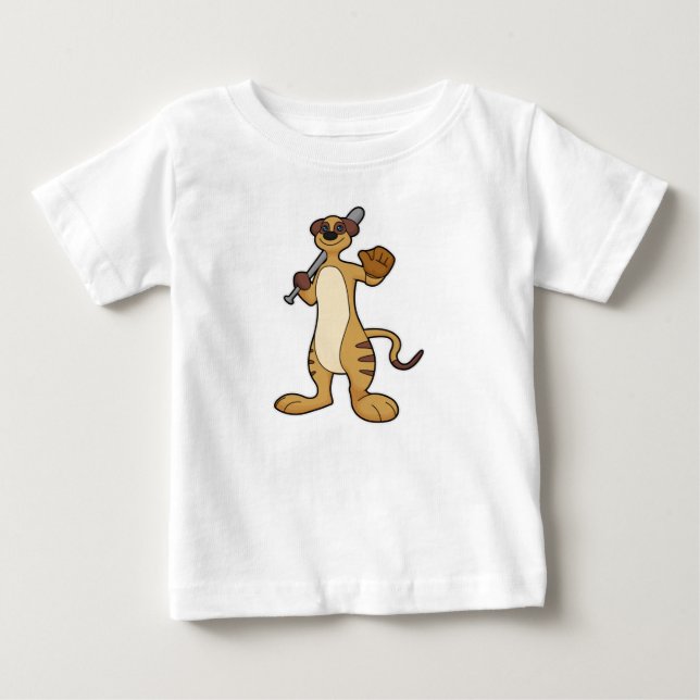 Meerkat als Baseballspieler mit Baseballschläger Baby T-shirt (Vorderseite)