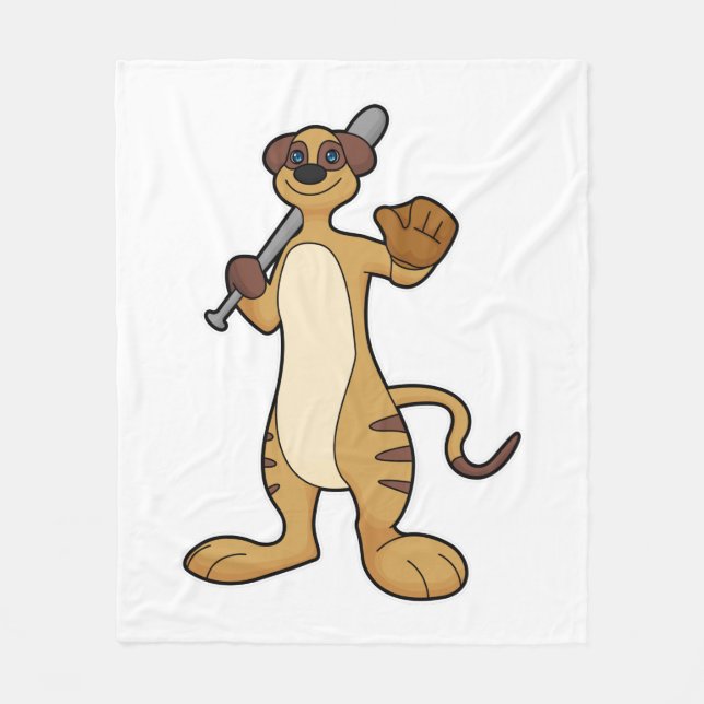 Meerkat als Baseballspieler mit Baseballschläger Fleecedecke (Vorderseite)