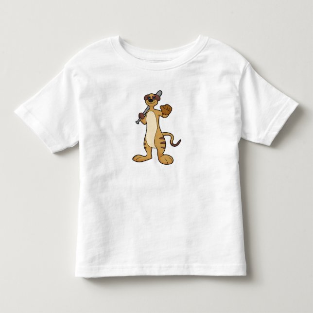 Meerkat als Baseballspieler mit Baseballschläger Kleinkind T-shirt (Vorderseite)