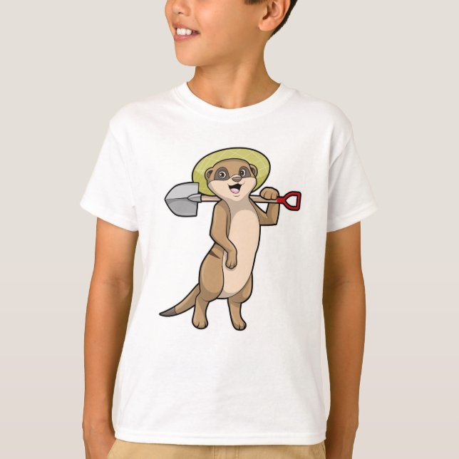 Meerkat als Bauer mit Shovel T-Shirt (Vorderseite)