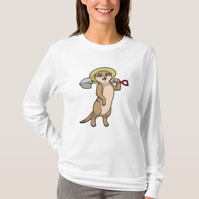 Meerkat als Bauer mit Shovel T-Shirt (Vorderseite)