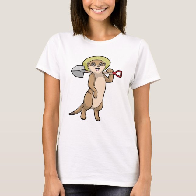 Meerkat als Bauer mit Shovel T-Shirt (Vorderseite)