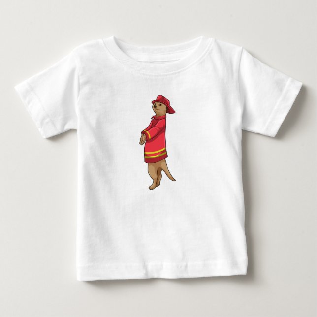 Meerkat als Feuerwehrmann mit Helm Baby T-shirt (Vorderseite)