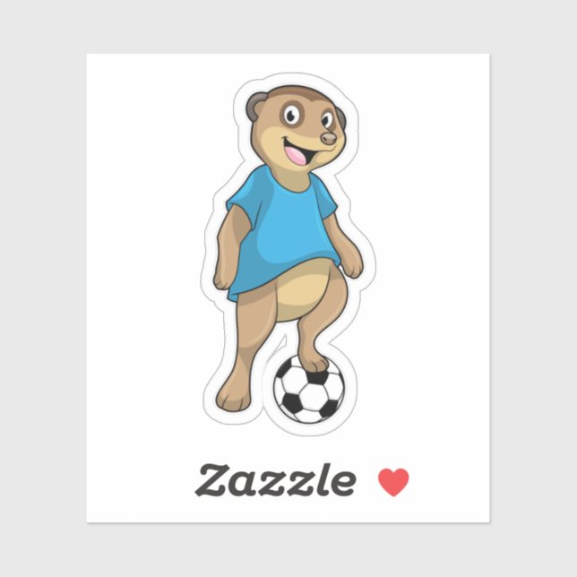 Meerkat als Fußballspieler mit Fußball Aufkleber (Blatt)