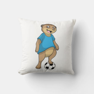 Meerkat als Fußballspieler mit Fußball Kissen