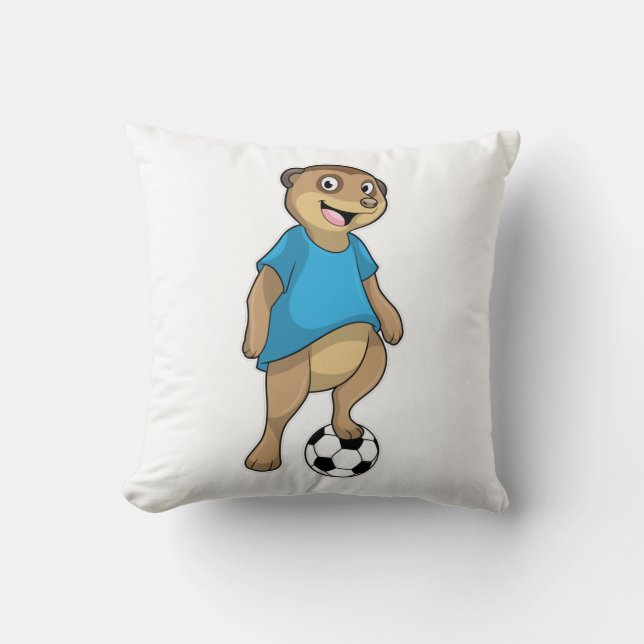 Meerkat als Fußballspieler mit Fußball Kissen (Vorderseite)
