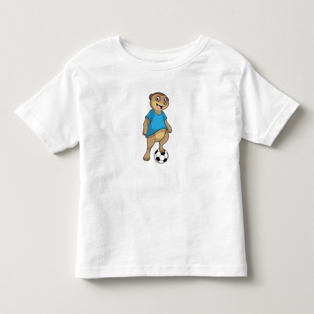 Meerkat als Fußballspieler mit Fußball Kleinkind T-shirt (Vorderseite)