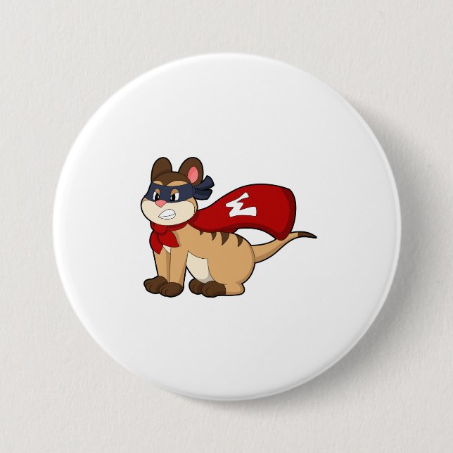 Meerkat als Held mit Maske Button (Vorderseite)