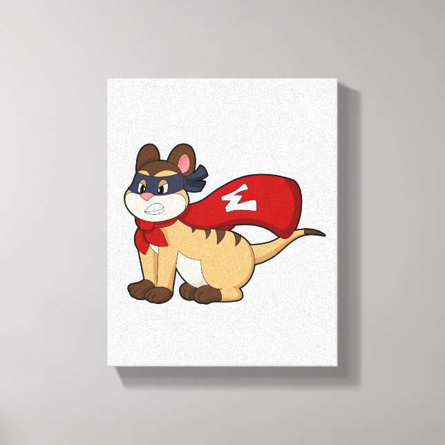 Meerkat als Held mit Maske Leinwanddruck (Vorderseite)