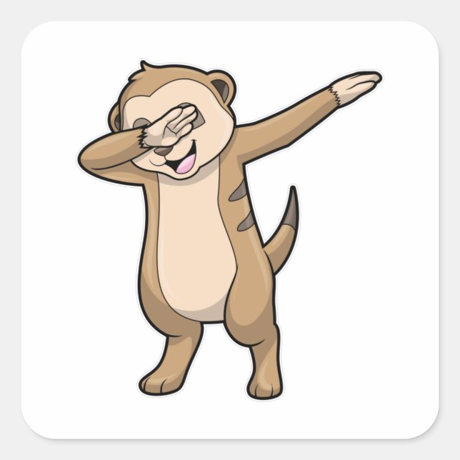 Meerkat als Hip Hop Dance Dab Quadratischer Aufkleber (Vorderseite)