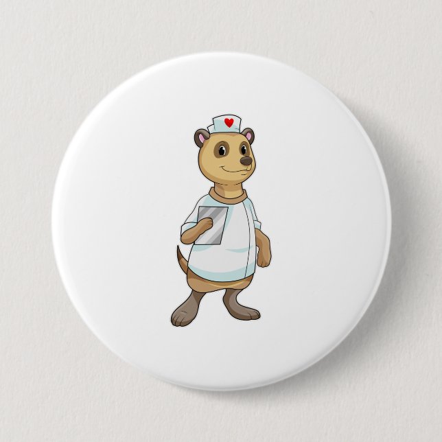 Meerkat als Krankenschwester mit Herz Button (Vorderseite)