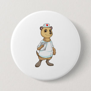 Meerkat als Krankenschwester mit Herz Button