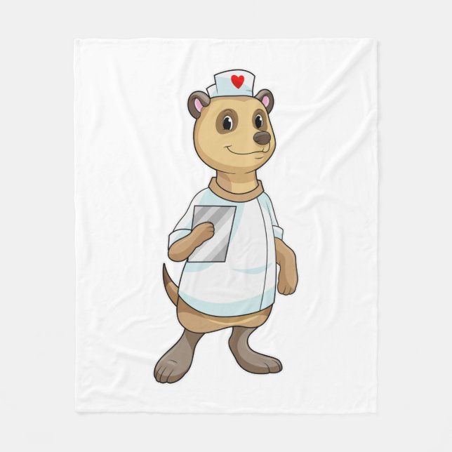 Meerkat als Krankenschwester mit Herz Fleecedecke (Vorderseite)