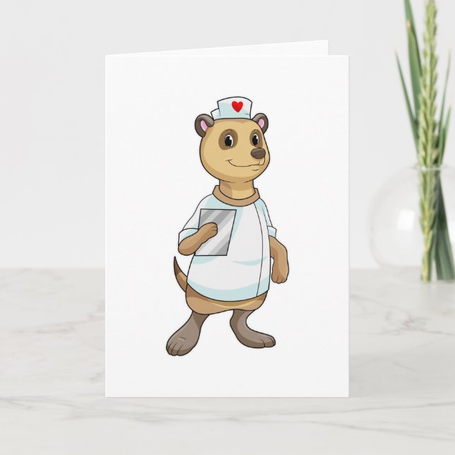Meerkat als Krankenschwester mit Herz Karte (Vorderseite)